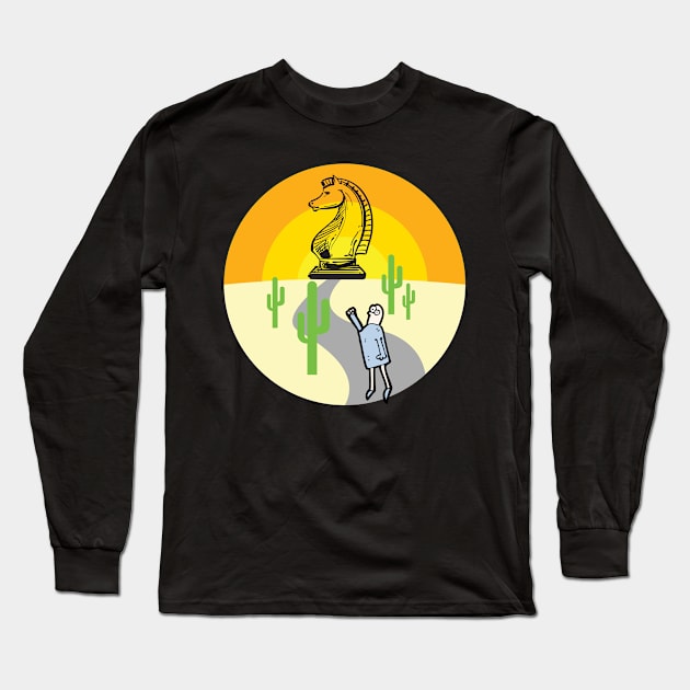 Chess Knight at Sunset Long Sleeve T-Shirt by Chessfluencer